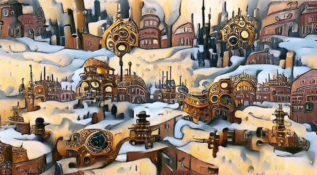 עיר סטימפאנק בחורף