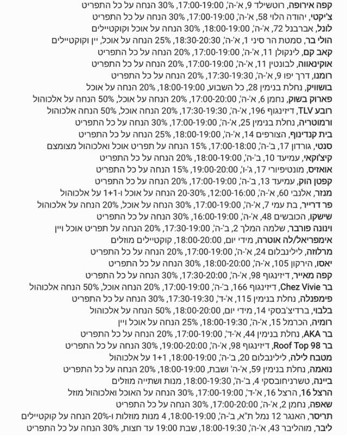 מדריך שעות שמחות בתל אביב