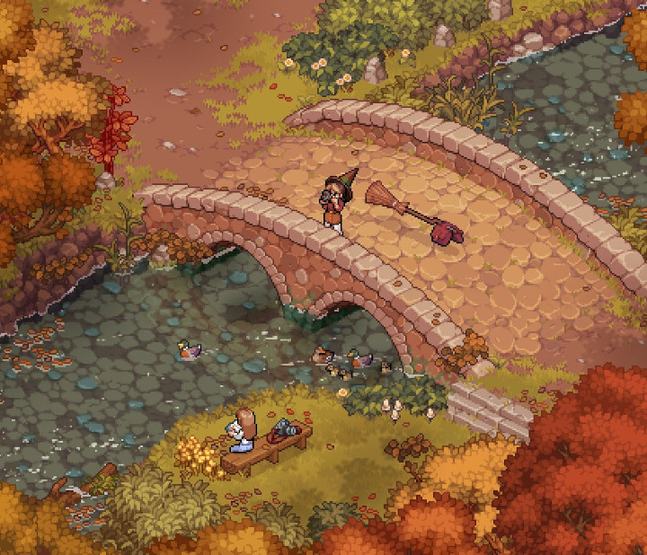 אמנות פיקסלים של מכשפה על גשר