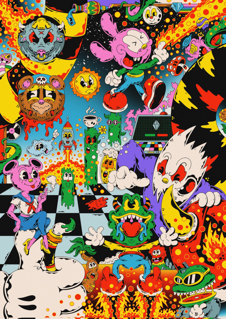 דמויות צבעוניות שנראות קצת כאילו הן נמסות כמו נר