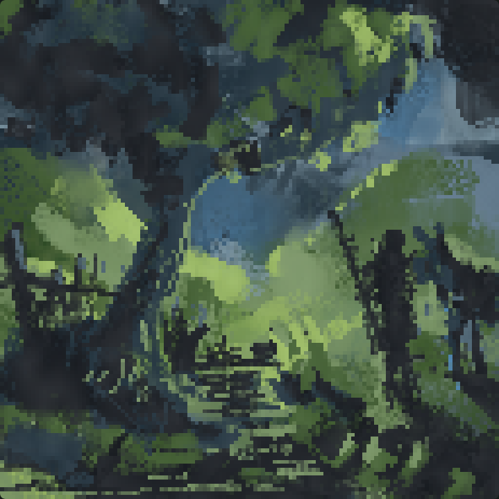 ציור פיקסלים פסטורלי שנראה כמו צבעי גועש